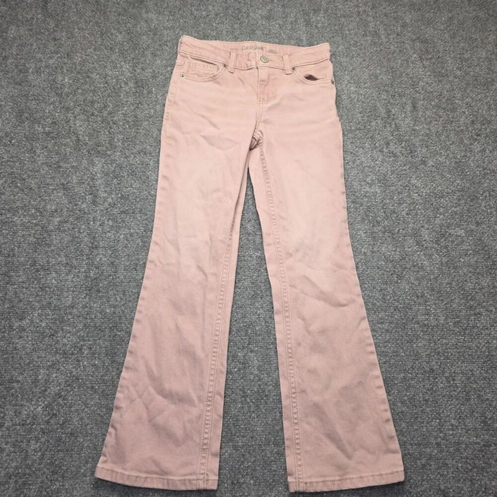 Girls Pink Bootcut Stretch Jeans Size 8 Adjustable Waist